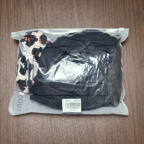 NWT Beachsissi Women’s Tankini Set Black Top Animal Print Bottoms L - Picture 7 of 7